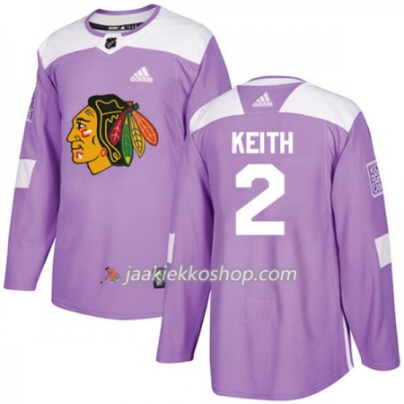 Miehille NHL Chicago Blackhawks Pelipaita Duncan Keith 2 Adidas 2017-2018 Violetti Fights Cancer Practice Authentic